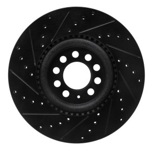 Audi TT Brake Rotor (1) - Front Right - R1 Concepts - Drilled & Slotted - Black - `00-`06